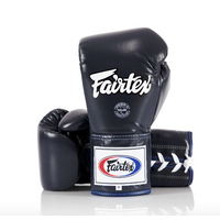 FAIRTEX - Professional Leather/Lace Up Fight Gloves (BGL6) - Navy/10oz