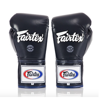 FAIRTEX - Professional Leather/Lace Up Fight Gloves (BGL6) - Navy/10oz