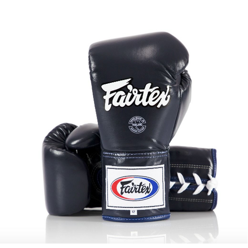 FAIRTEX - Professional Leather/Lace Up Fight Gloves (BGL6) - Navy/10oz