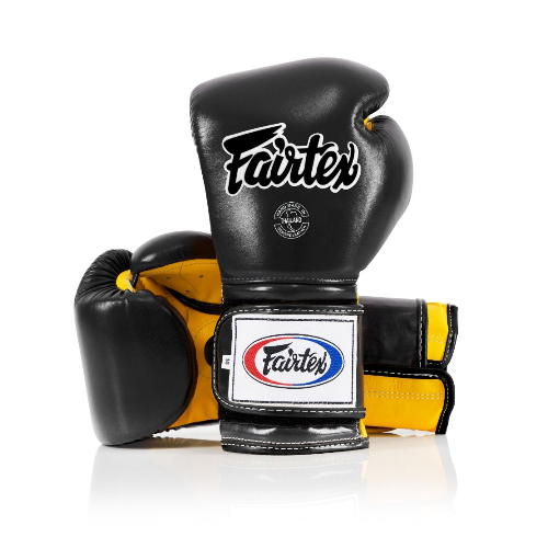FAIRTEX - "Heavy Hitter" Mexican Style Boxing Gloves (BGV9) - Black/Yellow-14oz